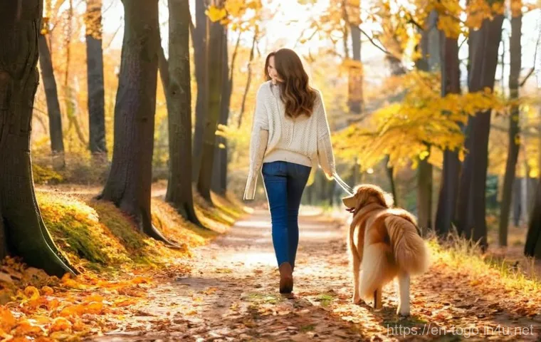 토고에서 현지 가이드 고용 방법 - **Prompt 1: Serene Autumn Forest Walk**
    A young woman, around 20-25 years old, with long, wavy b...