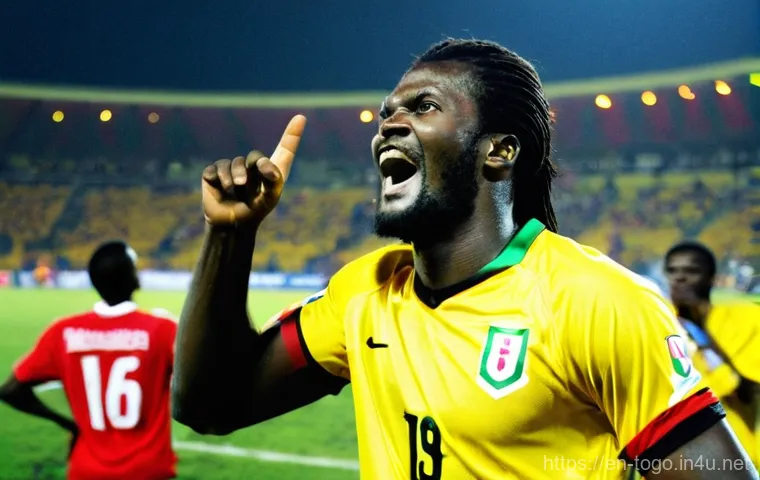 토고 축구 국가대표팀 - **Prompt: The Unyielding Spirit of Togolese Fans**
    "A wide, dynamic shot of a packed football st...