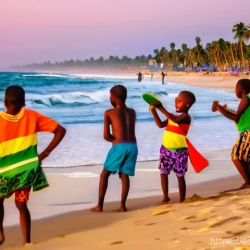 토고의 해변 리조트 비교 - **Prompt 1: Vibrant Lomé Beach Celebration**
    "A bustling and lively beach scene in Lomé, Togo, a...